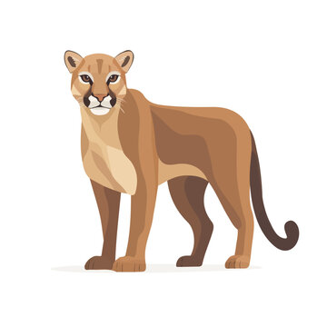 Minimal flat vector of a Cougar, 2D icon-style illustration on white background