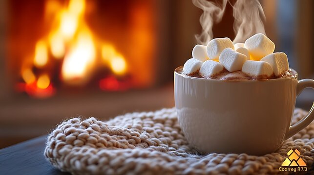 Hot Cocoa by Fireplace.