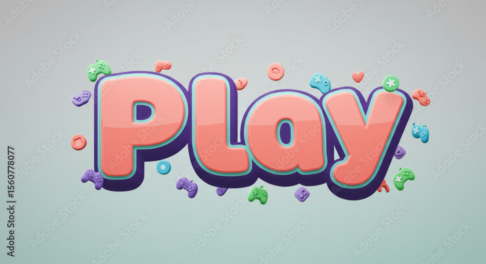Poster playful 3d text effect colorful and fun typography