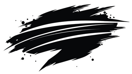 Abstract black brush stroke with splatter effect transparency vector design