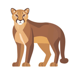 Obraz premium Minimal flat vector of a Cougar, 2D icon-style illustration on white background