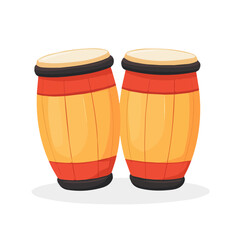 Bongos, flat style 2D vector image, isolated on a white background