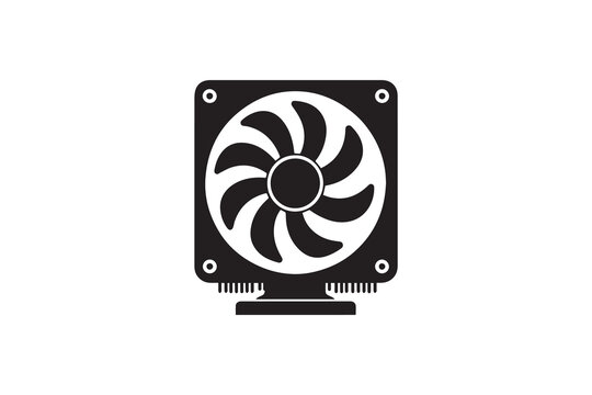black computer fan icon on white clip art preview