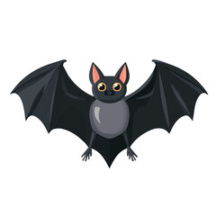 Bat, flat style 2D vector image, isolated on a white background