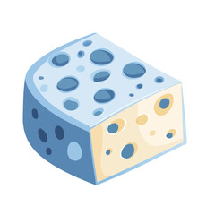 2D flat vector illustration of a Blue Cheese in icon style, isolated on white background