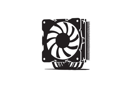 black and white computer fan design clip art preview