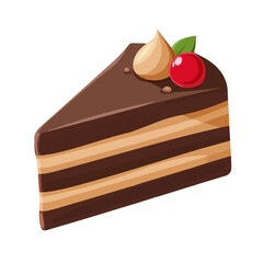 Minimal flat vector of a Chocolate Cake, 2D icon-style illustration on white background