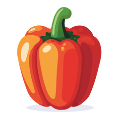 Flat 2D Bell Pepper illustration, vector graphic in icon style, on white background