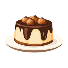 2D flat vector illustration of a Chestnut Cake in icon style, isolated on white background