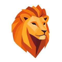 Flat 2D Chimera Lion Head illustration, vector graphic in icon style, on white background