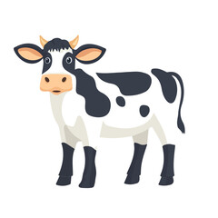 Cow, flat style 2D vector image, isolated on a white background