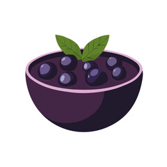 Minimal flat vector of a Acai Bowl, 2D icon-style illustration on white background