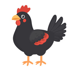 2D flat vector illustration of a Coq Au Vin in icon style, isolated on white background