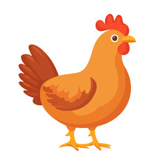 Flat 2D Chicken illustration, vector graphic in icon style, on white background