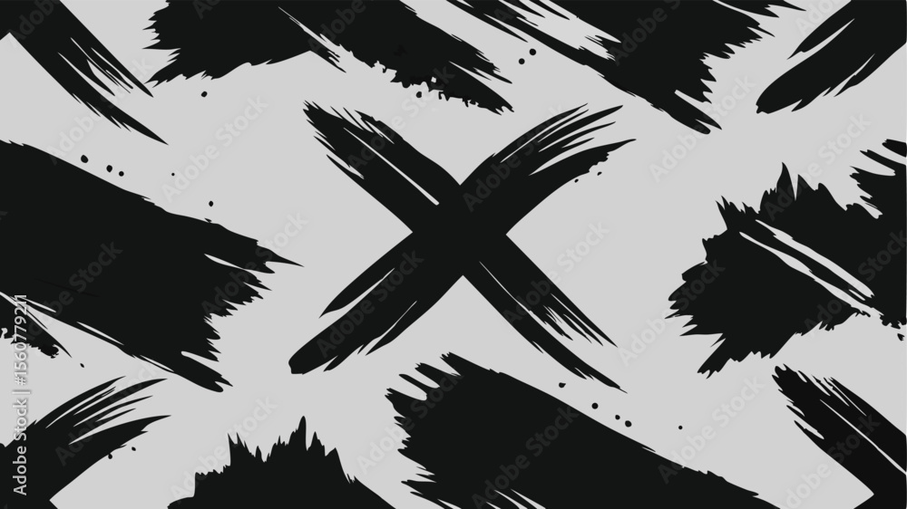 Poster abstract black brush strokes with transparency suitable for creative design projects