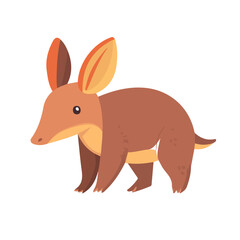 Flat 2D Aardvark illustration, vector graphic in icon style, on white background