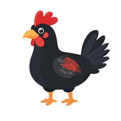 Minimal flat vector of a Coq Au Vin, 2D icon-style illustration on white background