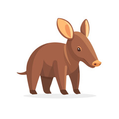 2D flat vector illustration of a Aardvark in icon style, isolated on white background