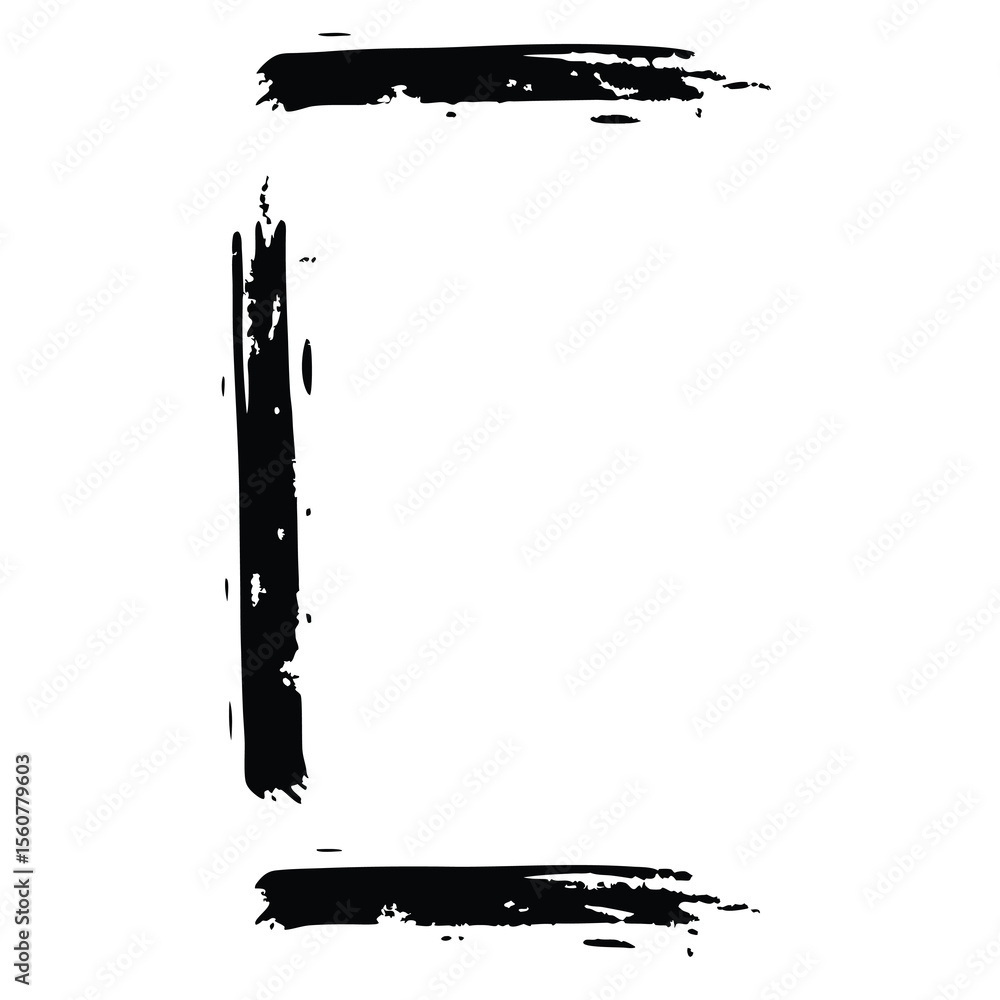 Poster abstract black brushstroke frame isolated on white with graphic design element