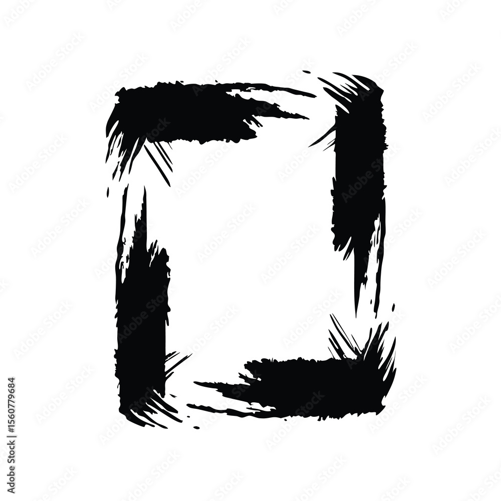 Poster abstract black brushstroke frame on white background suitable for design projects