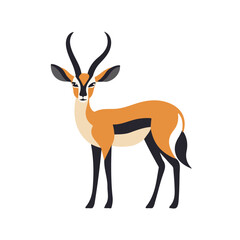 Flat 2D Antelope illustration, vector graphic in icon style, on white background