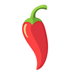 Minimal flat vector of a Chili Pepper, 2D icon-style illustration on white background