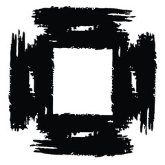 Obraz premium Abstract black brushstroke square frame design on a transparent background for design projects