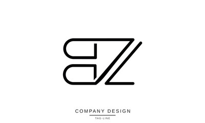 BZ, ZB Abstract Letters Logo Monogram Design Font Icon Vector