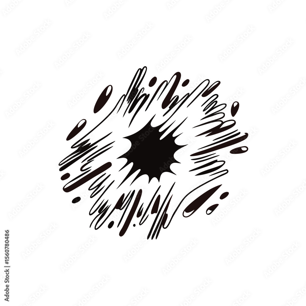 Poster abstract black explosion or burst shape with transparency on a white background