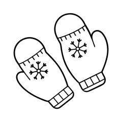 winter mittens line drawing vector art design