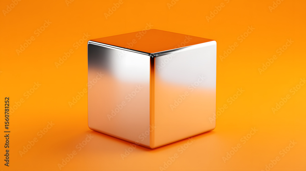 Fototapete Shiny Metallic 3D Abstract Object Rendering for Tech Backgrounds
