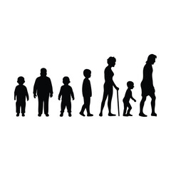 aging stages from baby to elderly silhouette