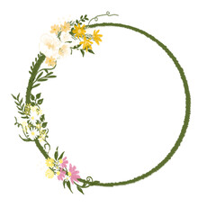 watercolor frame of flowers transparent