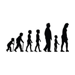Fototapeta premium aging stages from baby to elderly silhouette