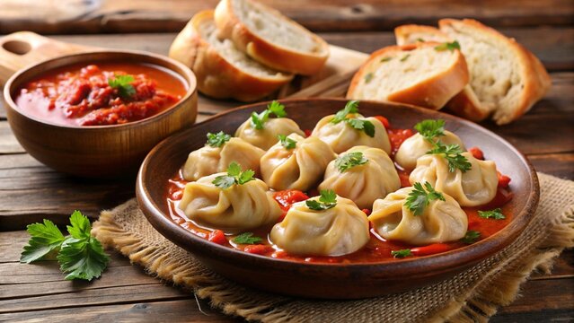 R&eacute;unionnais bouchons &mdash; dumplings with chili sauce and pickled vegetables
