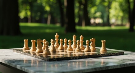 Chess in the Park Daylight Duel on a Marble Board