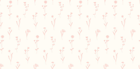 Rustic flower vector seamless pattern