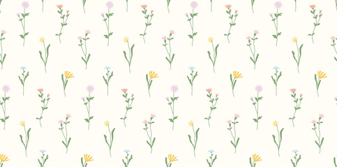 Rustic flower vector seamless pattern