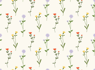 Rustic flower vector seamless pattern
