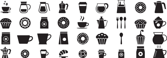 Coffee shop icons coffee cup coffee pot