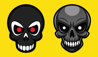 Playful Black Cartoon Skull with Bold Colors and Quirky Expression Perfect for Fun and Spooky Designs