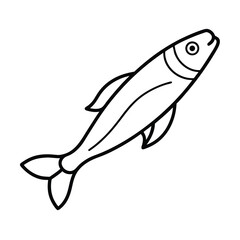 carton fish stick outline vector art