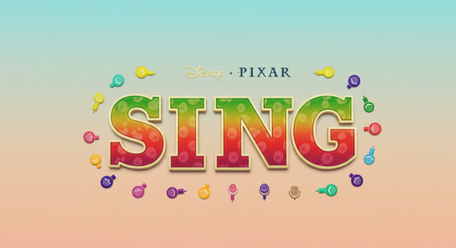 Vibrant Sing Movie Poster Design Colorful Letters and Musical Notes - Powered by Adobe