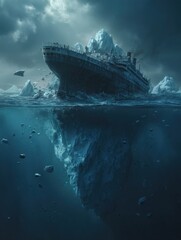 Historic Ocean Liner Strikes Towering Iceberg with Gigantic Hidden Mass Below Surface