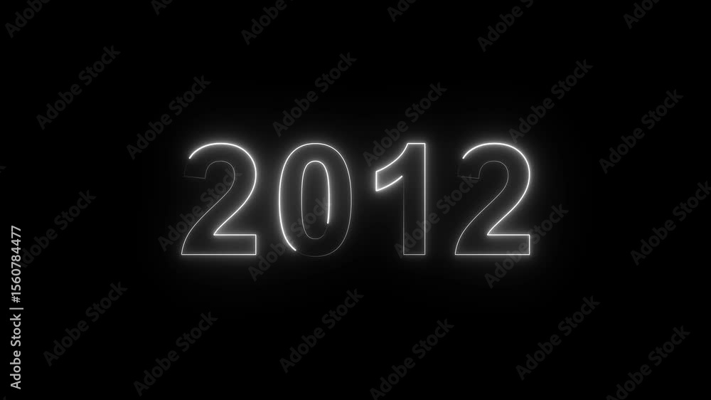Poster 2012 neon line text. abstract 2012 neon text animation, glowing neon number text background 4k anima