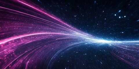 Dynamic Neon Streaks Representing Speed and Velocity in an Abstract Digital Time Travel Universe