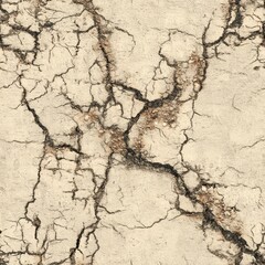 Fototapeta premium Light beige cracked asphalt surface with dry soil look