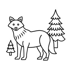 forest animals line drawing set art