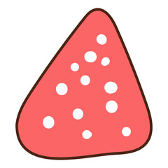 Strawberry fruit, berry, cake decoration hand drawn illustration, isolated vector on transparent. Line drawing design. Birthday celebration, festival, carnival, party, anniversary clip art, element