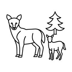 forest animals line drawing set art
